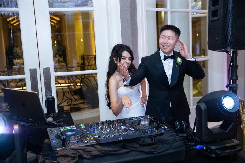 Atra and Harrison behind the decks